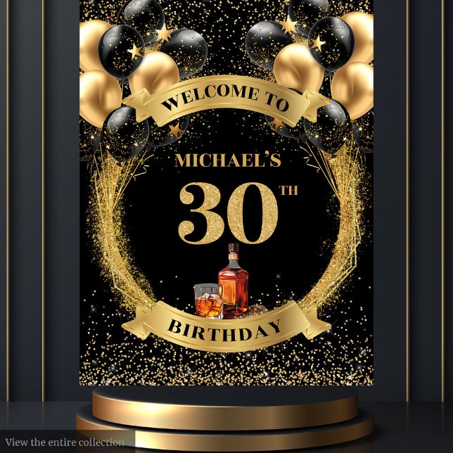 Tapete De Parede Banner de Aniversário do Homem-30 Fabuloso (Fabulous 30th Man Birthday Whiskey Birthday Banner Tapestry)