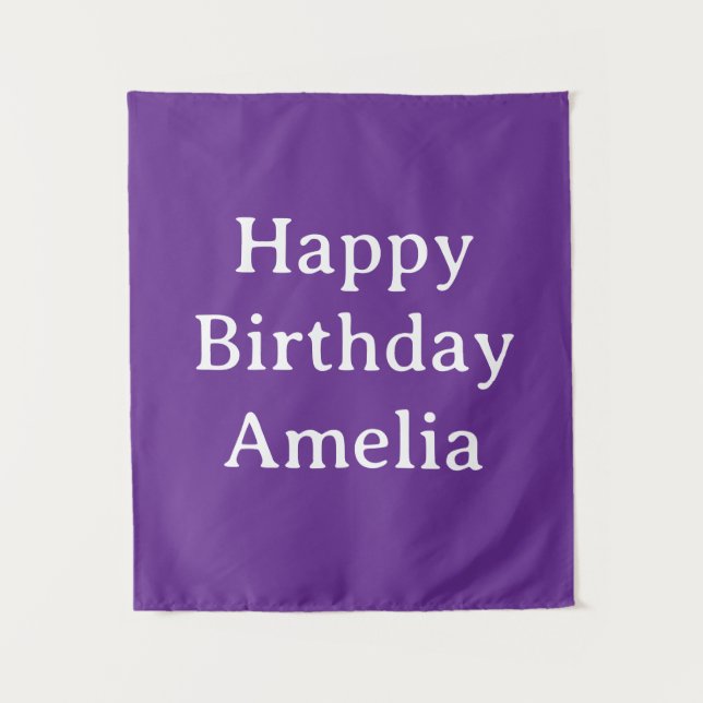 Tapete De Parede Banner de Aniversário Personalizado Nome Flag Pare (Frente)