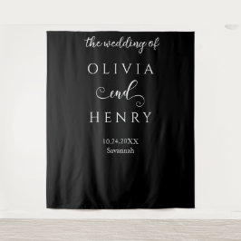 Tapete De Parede Banner de Casamento Negro Elegante Minimalista