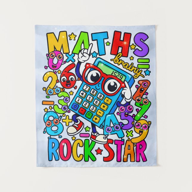 Tapete De Parede Banner de Estrela do Rock da Matemática para Escol (Frente)
