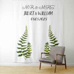 Tapete De Parede Banner de fundo de casamento clássico Mr & Mrs