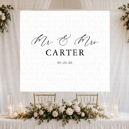Tapete De Parede Banner de Fundo de Casamento com Letra Clássica Sr