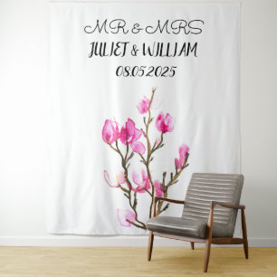 Tapete De Parede Banner de fundo de casamento Mr & Mrs roteiro clás