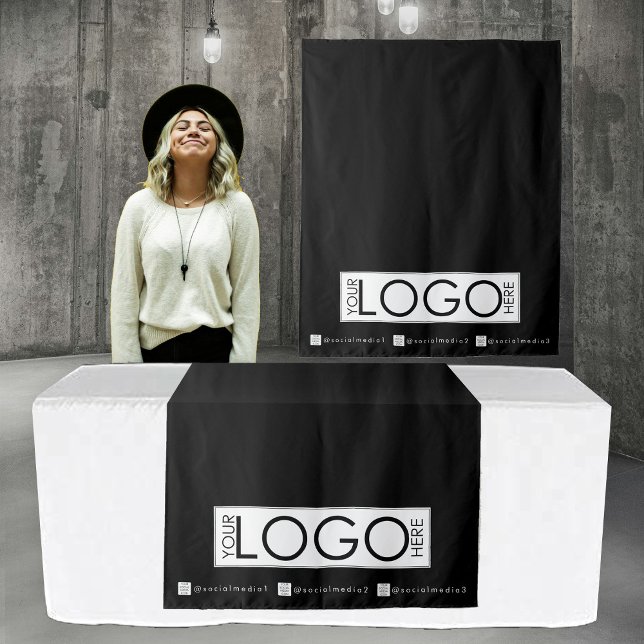 Tapete De Parede Banner do Executador de Mesa Personalizado para Ev (Custom Table Runner Banner for Events Black Tapestry)