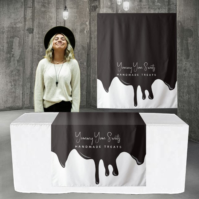 Tapete De Parede Banner do Runner de Mesa Comercial de Chocolate (Melting Chocolate Business Table Runner Banner Tapestry)