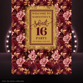Tapete De Parede Banner Dourado brilhante 16 Blush Burgundy