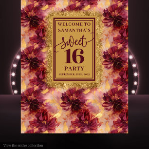 Tapete De Parede Banner Dourado Burgundy Blush 16 Sweet Gorgeous