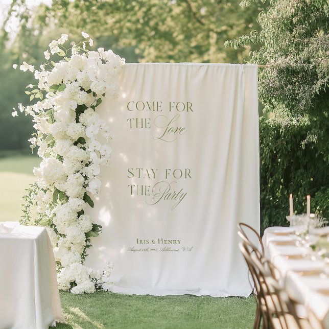 Tapete De Parede Banner Elegante de boas-vindas do Casamento Branco (Elegant White & Sage Green Wedding Welcome Banner Tapestry)