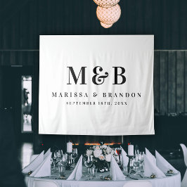 Tapete De Parede Banner Iniciais do Monograma de Casamento de Casal