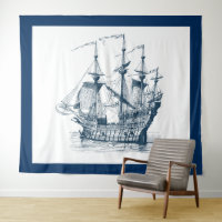 Barco à vela eólica, azul-marinho e branco,