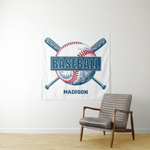 Tapete De Parede Baseball de Nome Personalizado