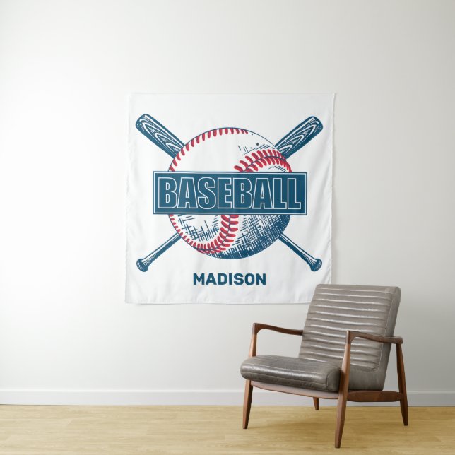 Tapete De Parede Baseball de Nome Personalizado (In Situ)