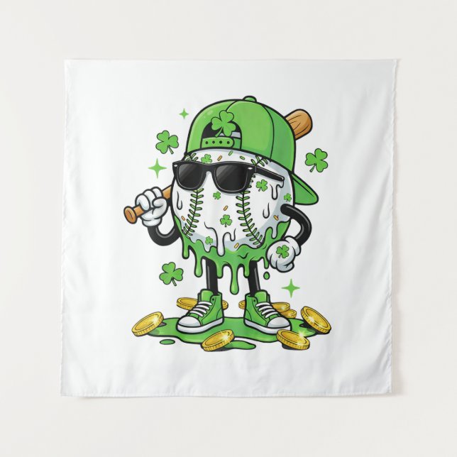 Tapete De Parede Baseball Drip Ice Cream St Patricks Day (Frente)
