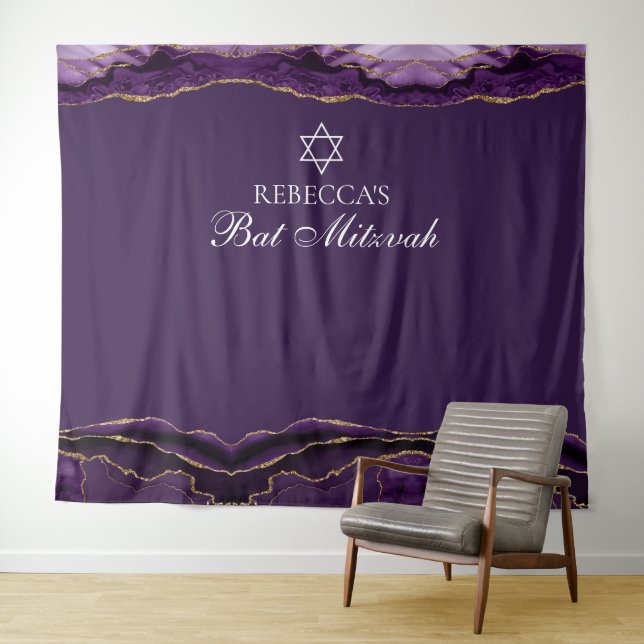 Tapete De Parede Bat Mitzvah Party Purple Dourado Booth (In Situ (Horizontal))