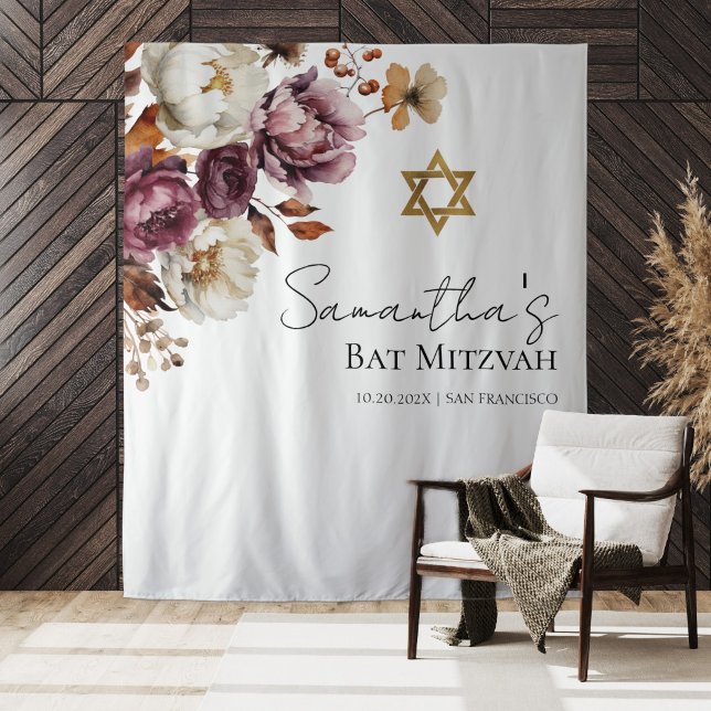 Tapete De Parede Bat Mitzvah, Queda Floral (Criador carregado)