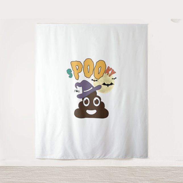 Tapete De Parede Bathroom engraçado Halloween Spooky Poo Design (Frente)