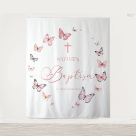 Tapete De Parede Batismo da borboleta rosa macia elegante