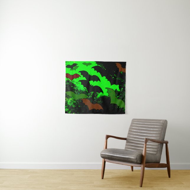 Tapete De Parede Bats em Voo Verde (In Situ (Horizontal))