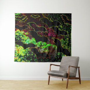 Tapete De Parede Bats In Flight Neon