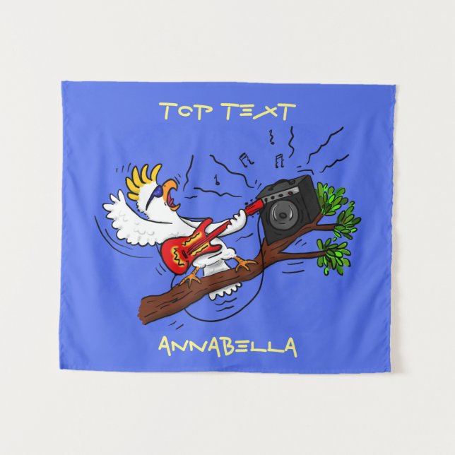 Tapete De Parede Batuta engraçada tocando cartoon de violão (Frente (Horizontal))