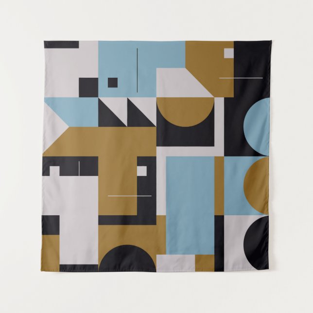 Tapete De Parede Bauhaus composition artwork made with abstract ele (Frente)