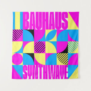Tapete De Parede Bauhaus Synthwave #1 (fuchsia/magenta-azul)