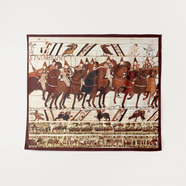 TAPETE DE PAREDE BAYEUX TAPESTRY NORMAN ARMY, KNIGHTS HORSEBACK (Frente (Horizontal))
