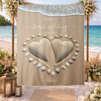 Tapete De Parede Beach Wedding Sand Hearts