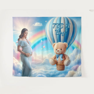 Tapete De Parede Bear Balloons Gender Reveal Its a Boy Party 