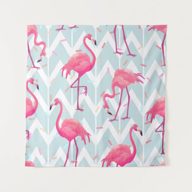 Tapete De Parede Beautiful seamless tropical pattern with pink flam (Frente)