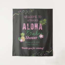 Tapete De Parede Bebê Aloha Rosa e Verde Menina Chamada Bebê Bem-Vi