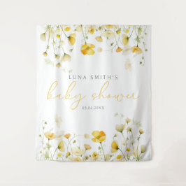 Tapete De Parede Bebê Amarelo No Fundo Do Chá de fraldas Floral Blo