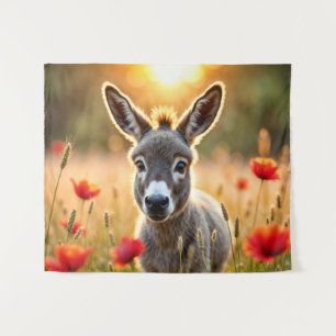 Tapete De Parede Bebê burro pacífico natureza vermelha papoila