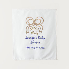 Tapete De Parede Bebê dourado brilho arco azul royal bebê shower 