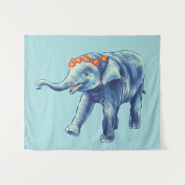 Tapete De Parede Bebê Elefante Azul Meninas Bonitas