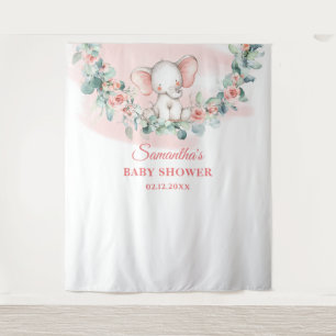 Tapete De Parede Bebê elefante menina cenário de grinalda de eucali