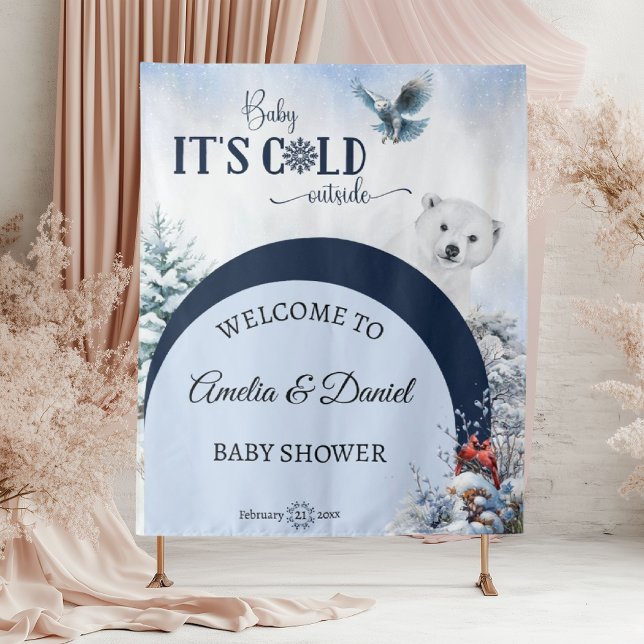 Tapete De Parede Bebê Frio Fora do Urso Inverno Chá de fraldas Mode (Criador carregado)