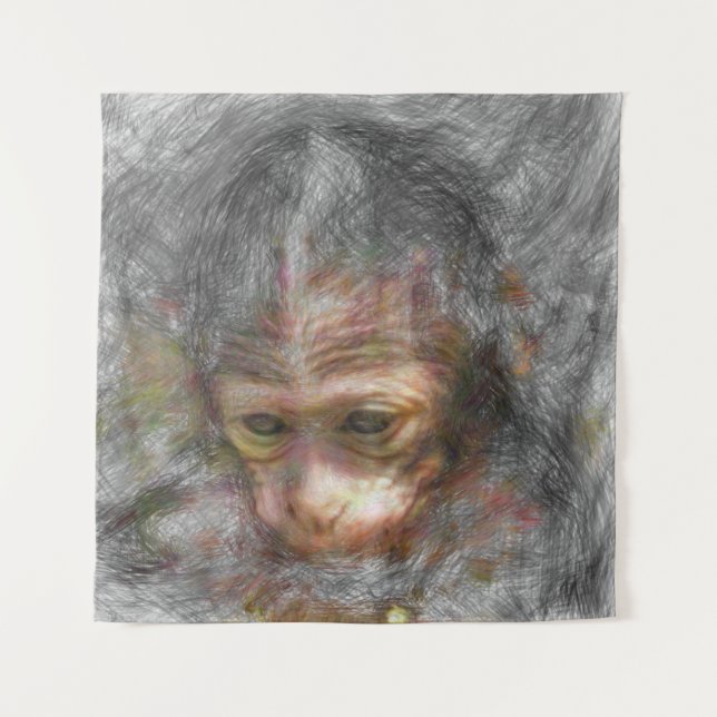 Tapete De Parede bebê macaco-animal artístico (Frente)