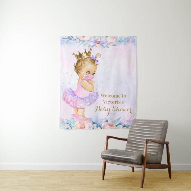 Tapete De Parede Bebê Menina Com Máscara Covid Chuveiro De Bebê M F (In Situ)