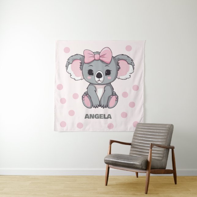 Tapete De Parede Bebê Rosa Koala Bear (In Situ)