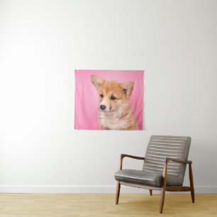 Tapete De Parede Bebês Mais Pobres Corgi Puppy a rosa