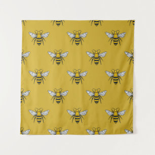 Tapete De Parede Bee Haven: Padrão Amarelo Vintage