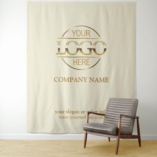 Tapete De Parede Beige Custom Business Logo Trade Show Backdrop (In Situ)