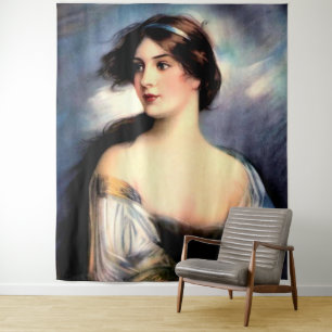 Tapete De Parede bela mulher vitoriana soprada pelo vento