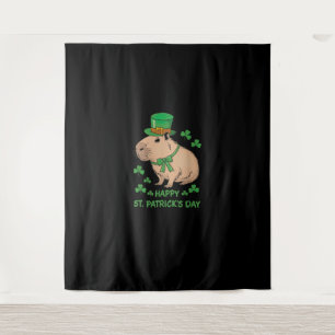 Tapete De Parede Bela Rua Irlandesa Capybara Leprechaun Feliz.