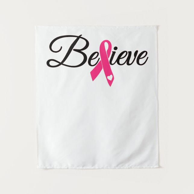 Tapete De Parede Believe Pink Ribbon Breast Cancer Awareness (Frente)
