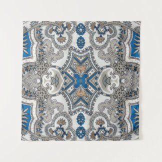 Tapete De Parede Belo arabesco branco e azul, padrão islâmico