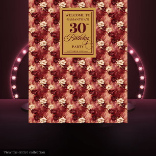 Tapete De Parede Belo Blush Burgundy Dourado Banner de aniversário