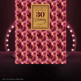 Tapete De Parede Belo Burgundy Blush Dourado Boho aniversário de 30