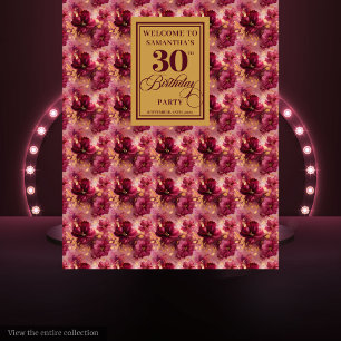 Tapete De Parede Belo Burgundy Blush Dourado Boho aniversário de 30